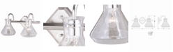 Vaxcel Curie Satin Nickel Clear Seeded Glass Jar 2 Light Bathroom Vanity Fixture